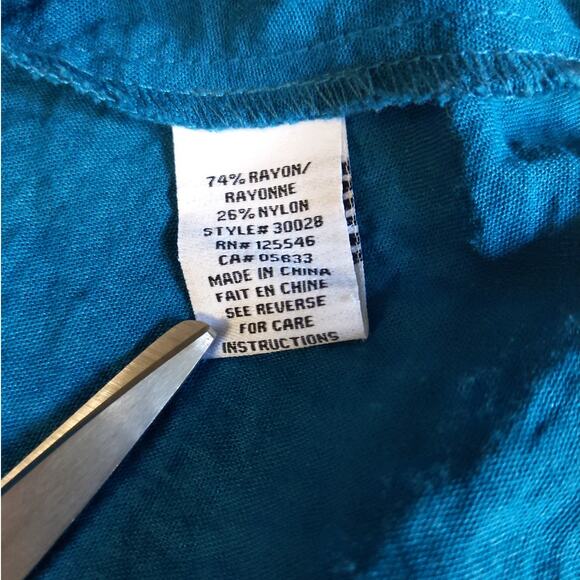 Habitat Clothes to Live in Women's XS Blue Turquoise Button Up 3/4 sleeve Blouse - Picture 5 of 8